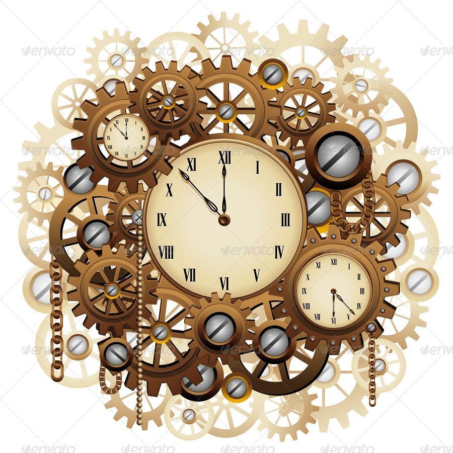 Steampunk Style Clocks and Gears by Bluedarkat | GraphicRiver